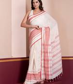 White-red-bengal-cotton-saree-without blouse piece