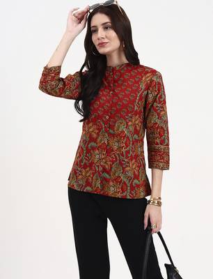 red cotton shirt style top 1