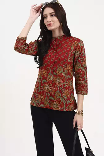 red cotton shirt style top