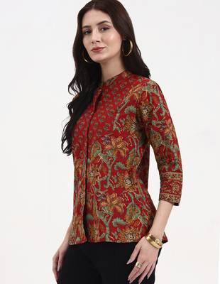 red cotton shirt style top 2