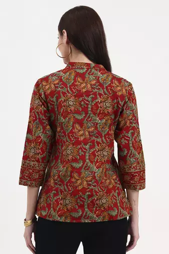 red cotton shirt style top