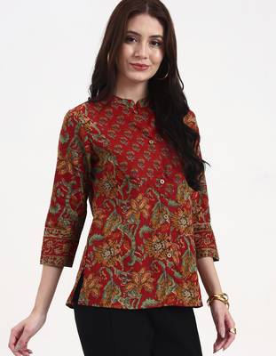 red cotton shirt style top 5