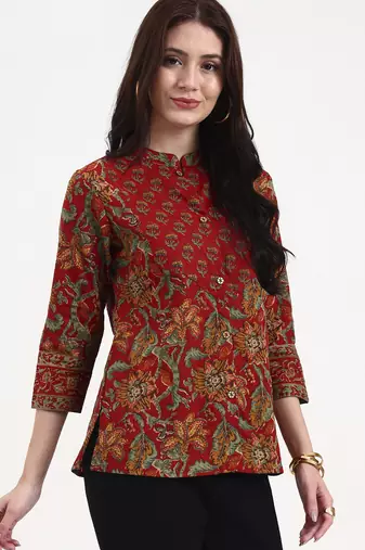 red cotton shirt style top
