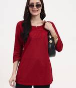 maroon cotton straight peplum top