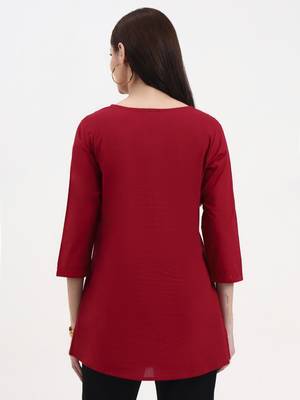 maroon cotton straight peplum top 3