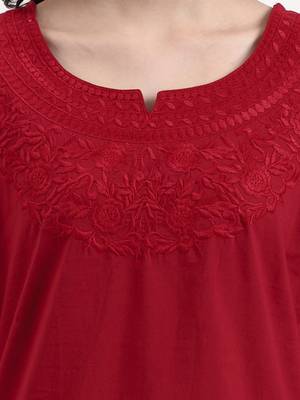 maroon cotton straight peplum top 4