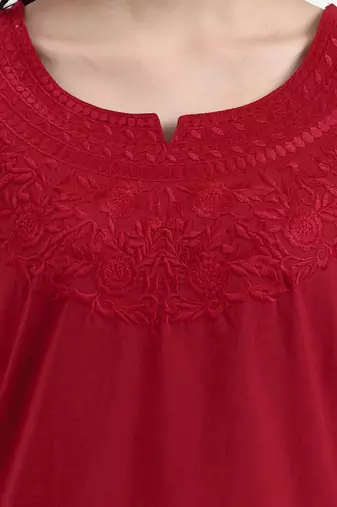 maroon cotton straight peplum top