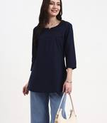 navy blue cotton straight peplum top