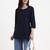 navy blue cotton straight peplum top