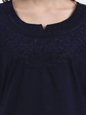 navy blue cotton straight peplum top 4