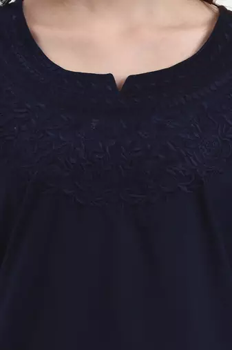 navy blue cotton straight peplum top