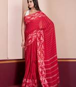 White-red-bengal-cotton-saree-without blouse piece