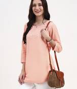peach cotton straight peplum top