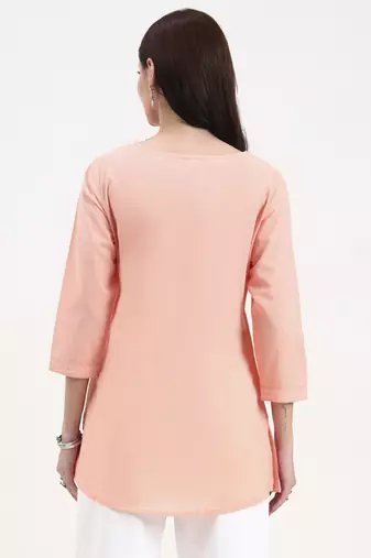 peach cotton straight peplum top