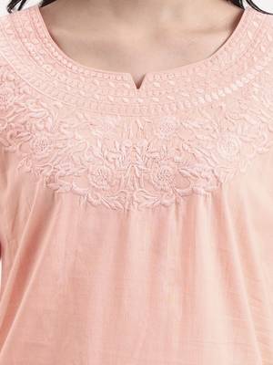 peach cotton straight peplum top 4