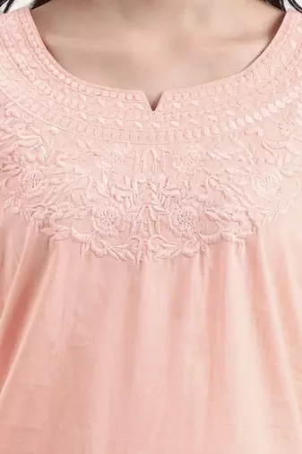 peach cotton straight peplum top