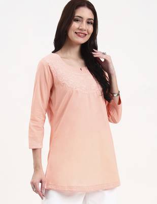 peach cotton straight peplum top 5