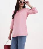 pink cotton straight peplum top