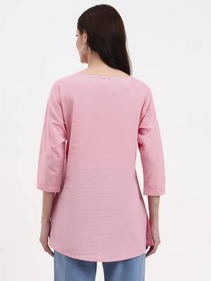 pink cotton straight peplum top 3