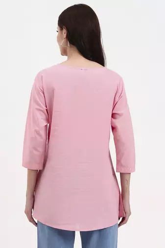 pink cotton straight peplum top
