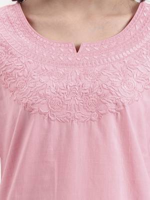 pink cotton straight peplum top 4