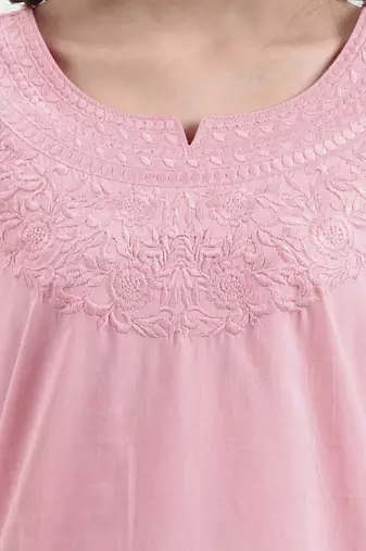 pink cotton straight peplum top