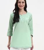 sea green cotton straight peplum top