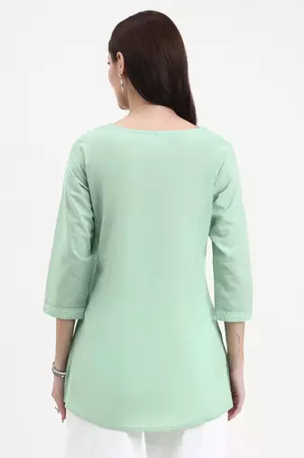 sea green cotton straight peplum top