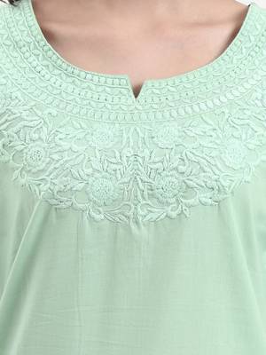 sea green cotton straight peplum top 4