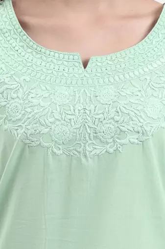 sea green cotton straight peplum top