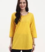 yellow cotton straight peplum top