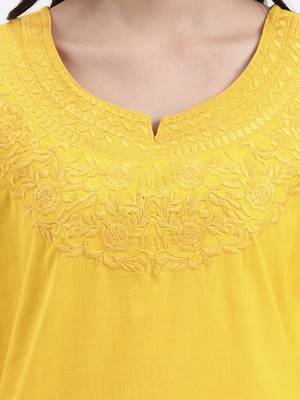 yellow cotton straight peplum top 4