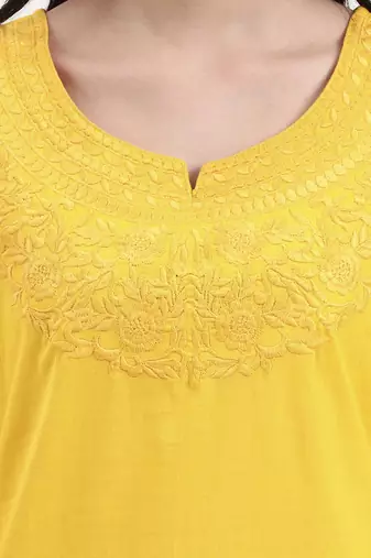yellow cotton straight peplum top