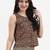 brown and turquoise blue cotton sleeveless crop top