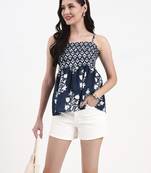 cotton navy blue strappy top