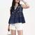 cotton navy blue patch work top