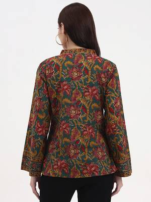 green and brown cotton straight top 3