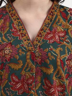 green and brown cotton straight top 4