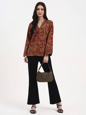 red and green cotton straight top 1