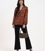 red and green cotton straight top