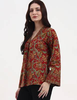 red and green cotton straight top 2
