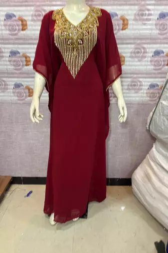  Maroon Designer Stitched Kaftan with Golden Hand Embroidery Royal Party & Festive Wear