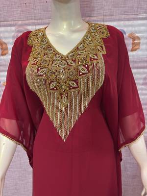  Maroon Designer Stitched Kaftan with Golden Hand Embroidery Royal Party & Festive Wear 2