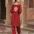 Red embroidered chanderi silk kurta set With Dupatta