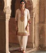 Ivory embroidered chanderi silk kurta set
