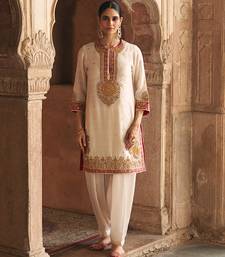 Ivory embroidered chanderi silk kurta set With Dupatta