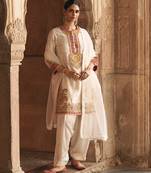 Ivory embroidered chanderi silk kurta set With Dupatta