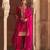 Hot pink embroidered chanderi silk kurta set With Dupatta