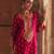 Hot pink embroidered chanderi silk kurta set With Dupatta