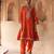 Orange embroidered chanderi silk kurta set With Dupatta